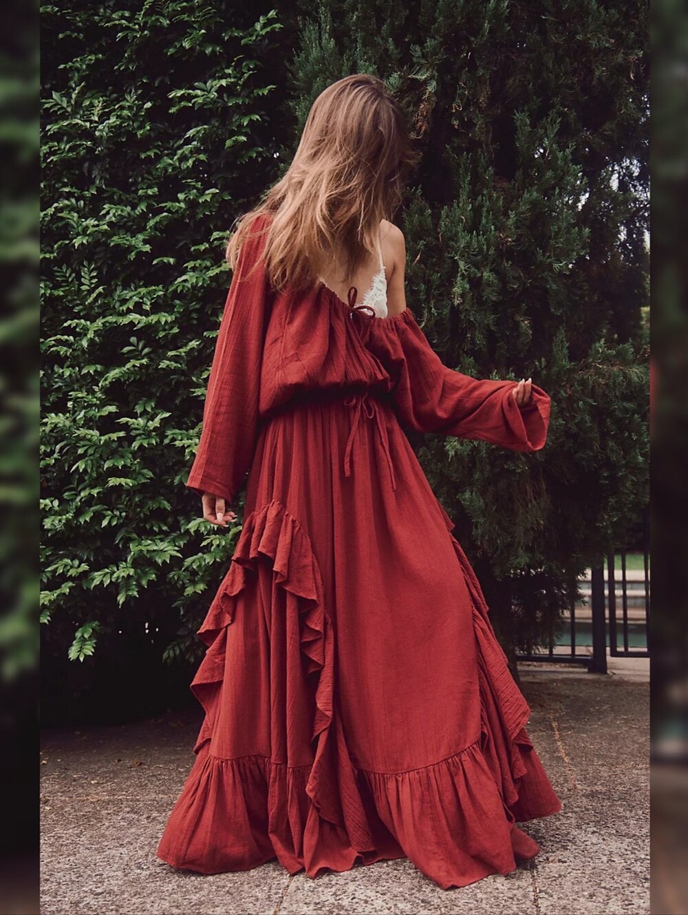 Free People Free-est Shore Chic Maxi Dress Burnt Henna Dark Red Women's Medium